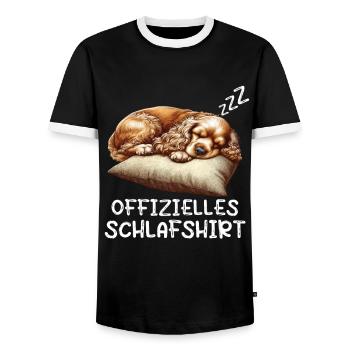 Offizielles Schlafshirt Cocker Spaniel Besitzer - Männer Kontrast-T-Shirt - Schwarz/Weiß - Vorne - AI Model Female 172 light (172cm) & AI Model Male 178 light (178cm)