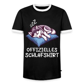 Offizielles Schlafshirt Husky Huskys Huskybesitzer - Männer Kontrast-T-Shirt - Schwarz/Weiß - Vorne - AI Model Female 172 light (172cm) & AI Model Male 178 light (178cm)