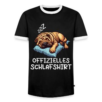 Offizielles Schlafshirt Shar Pei Shar Pei Besitzer - Männer Kontrast-T-Shirt - Schwarz/Weiß - Vorne - AI Model Female 172 light (172cm) & AI Model Male 178 light (178cm)