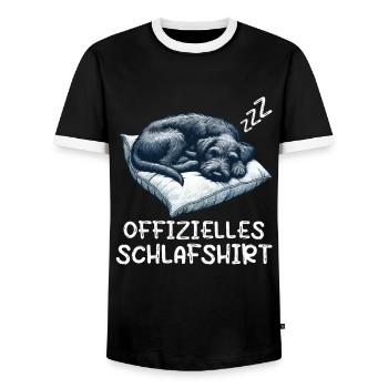 Offizielles Schlafshirt Deutsch Drahthaar Jagdhund - Männer Kontrast-T-Shirt - Schwarz/Weiß - Vorne - AI Model Female 172 light (172cm) & AI Model Male 178 light (178cm)