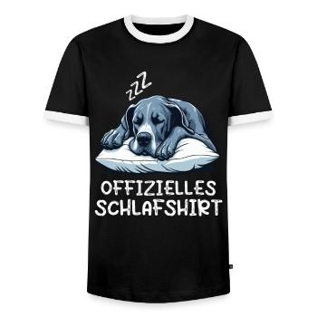 Offizielles Schlafshirt Deutsche Dogge Doggen - Männer Kontrast-T-Shirt - Schwarz/Weiß - Vorne - AI Model Female 172 light (172cm) & AI Model Male 178 light (178cm)