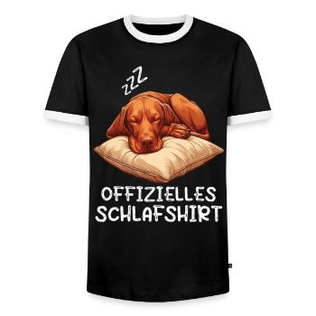 Offizielles Schlafshirt Magyar Vizsla Magyar Hund - Männer Kontrast-T-Shirt - Schwarz/Weiß - Vorne - AI Model Female 172 light (172cm) & AI Model Male 178 light (178cm)