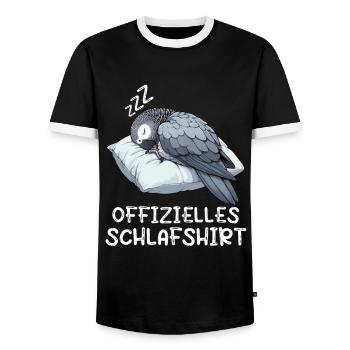 Offizielles Schlafshirt Graupapagei Papagei Vogel - Männer Kontrast-T-Shirt - Schwarz/Weiß - Vorne - AI Model Female 172 light (172cm) & AI Model Male 178 light (178cm)