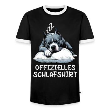 Offizielles Schlafshirt American Bully Bully Pit - Männer Kontrast-T-Shirt - Schwarz/Weiß - Vorne - AI Model Female 172 light (172cm) & AI Model Male 178 light (178cm)
