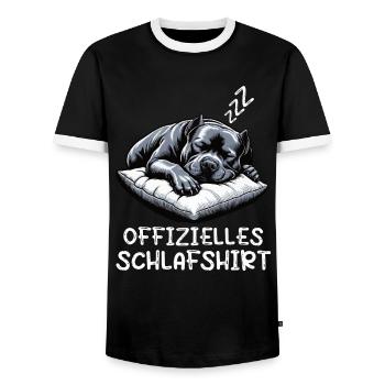 Offizielles Schlafshirt American Bully Bully Pit - Männer Kontrast-T-Shirt - Schwarz/Weiß - Vorne - AI Model Female 172 light (172cm) & AI Model Male 178 light (178cm)
