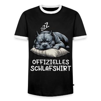 Offizielles Schlafshirt American Bully Bully Pit - Männer Kontrast-T-Shirt - Schwarz/Weiß - Vorne - AI Model Female 172 light (172cm) & AI Model Male 178 light (178cm)