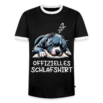 Offizielles Schlafshirt American Bully Bully Pit - Männer Kontrast-T-Shirt - Schwarz/Weiß - Vorne - AI Model Female 172 light (172cm) & AI Model Male 178 light (178cm)