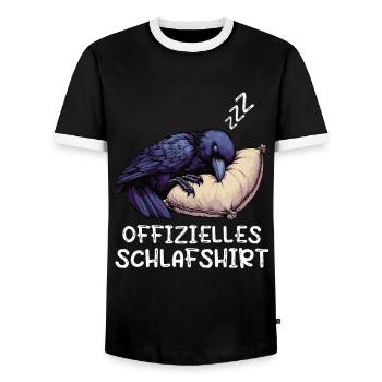Offizielles Schlafshirt Rabe Raben Vogel Krähe - Männer Kontrast-T-Shirt - Schwarz/Weiß - Vorne - AI Model Female 172 light (172cm) & AI Model Male 178 light (178cm)