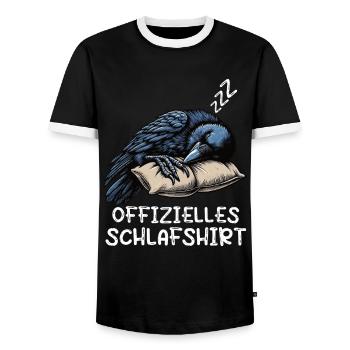 Offizielles Schlafshirt Rabe Raben Vogel Krähe - Männer Kontrast-T-Shirt - Schwarz/Weiß - Vorne - AI Model Female 172 light (172cm) & AI Model Male 178 light (178cm)