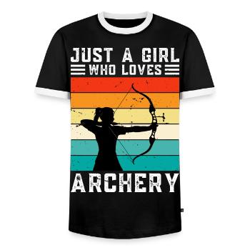 Just A Girl Who Loves Archery - Men's Ringer Shirt - black/white - Front - AI Model Female 172 light (172cm) & AI Model Male 178 light (178cm)