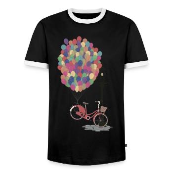 Love to Ride my Bike with Balloons - Männer Kontrast-T-Shirt - Schwarz/Weiß - Vorne - AI Model Female 172 light (172cm) & AI Model Male 178 light (178cm)