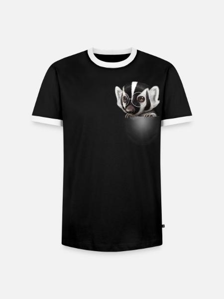 POCKET BADGER - Men's Ringer Shirt - black/white