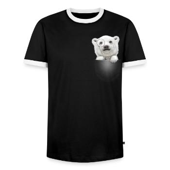 POCKET POLAR BEAR - Men's Ringer Shirt - black/white - Front - AI Model Female 172 light (172cm) & AI Model Male 178 light (178cm)