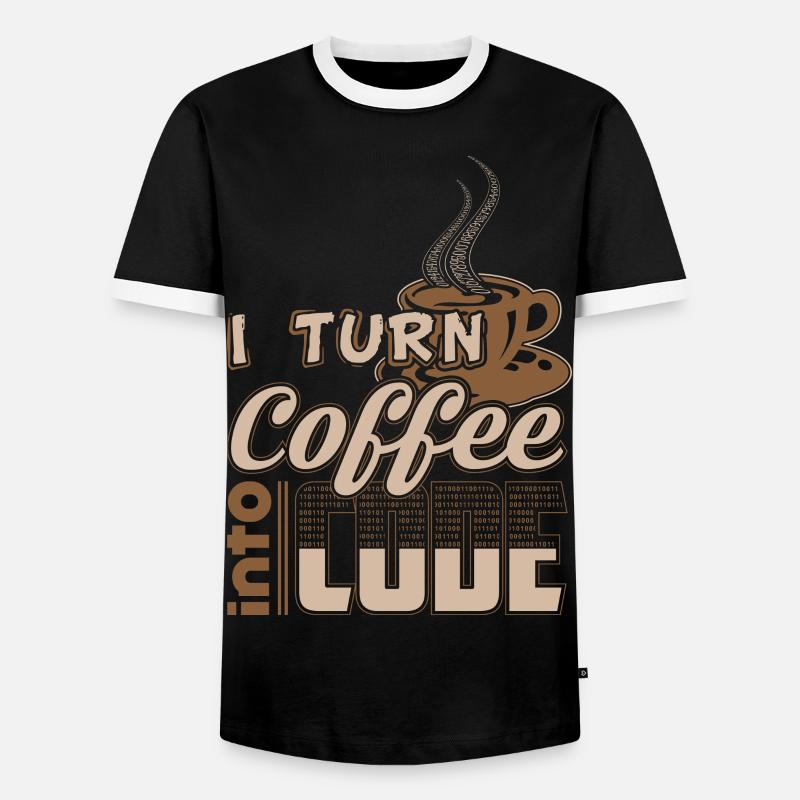turn coffee into code - Männer Kontrast-T-Shirt - Schwarz/Weiß
