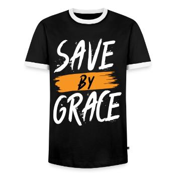 Save by Grace Jesus - Männer Kontrast-T-Shirt - Schwarz/Weiß - Vorne - AI Model Female 172 light (172cm) & AI Model Male 178 light (178cm)