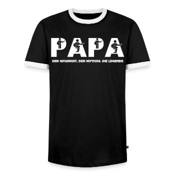 Gitarrist Papa - Männer Kontrast-T-Shirt - Schwarz/Weiß - Vorne - AI Model Female 172 light (172cm) & AI Model Male 178 light (178cm)
