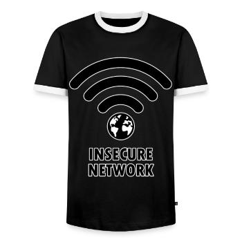 Insecure Network World WiFi Internet Connection - Men's Ringer Shirt - black/white - Front - AI Model Female 172 light (172cm) & AI Model Male 178 light (178cm)