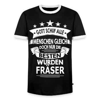 FRÄSER - Männer Kontrast-T-Shirt - Schwarz/Weiß - Vorne - AI Model Female 172 light (172cm) & AI Model Male 178 light (178cm)