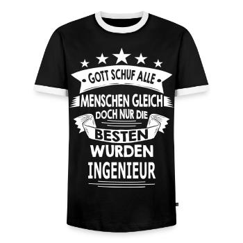 INGENIEUR - Männer Kontrast-T-Shirt - Schwarz/Weiß - Vorne - AI Model Female 172 light (172cm) & AI Model Male 178 light (178cm)