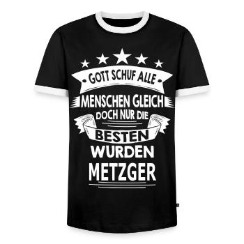 METZGER - Männer Kontrast-T-Shirt - Schwarz/Weiß - Vorne - AI Model Female 172 light (172cm) & AI Model Male 178 light (178cm)
