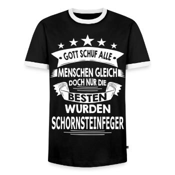 SCHORNSTEINFEGER - Männer Kontrast-T-Shirt - Schwarz/Weiß - Vorne - AI Model Female 172 light (172cm) & AI Model Male 178 light (178cm)