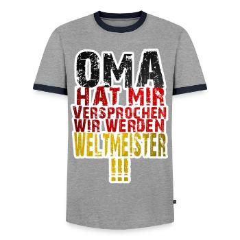 Deutschland Fußball WM T-Shirt - Männer Kontrast-T-Shirt - Grau/Navy  - Vorne - AI Model Female 172 light (172cm) & AI Model Male 178 light (178cm)