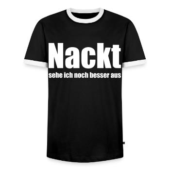 lustiger Spruch - Männer Kontrast-T-Shirt - Schwarz/Weiß - Vorne - AI Model Female 172 light (172cm) & AI Model Male 178 light (178cm)