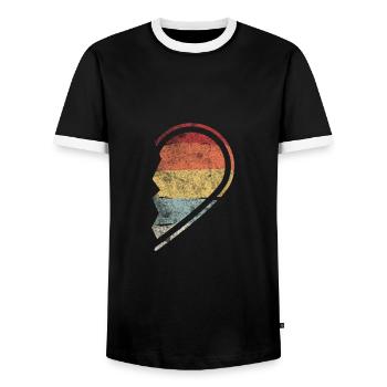 Retro Coeur Partnershirt Partnersook Couples Cadeau - T-shirt contrasté Homme - noir/blanc - Devant - AI Model Female 172 light (172cm) & AI Model Male 178 light (178cm)