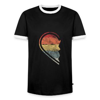 Retro Coeur Partnershirt Partnersook Couples Cadeau - T-shirt contrasté Homme - noir/blanc - Devant - AI Model Female 172 light (172cm) & AI Model Male 178 light (178cm)