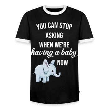 Pregnancy baby gift - Men's Ringer Shirt - black/white - Front - AI Model Female 172 light (172cm) & AI Model Male 178 light (178cm)