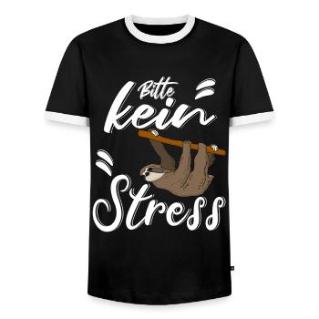 just chill bitte kein stress - Männer Kontrast-T-Shirt - Schwarz/Weiß - Vorne - AI Model Female 172 light (172cm) & AI Model Male 178 light (178cm)
