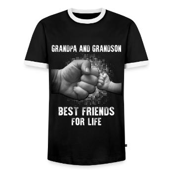 Grandpa And Grandson Best Friends For Life - Men's Ringer Shirt - black/white - Front - AI Model Female 172 light (172cm) & AI Model Male 178 light (178cm)