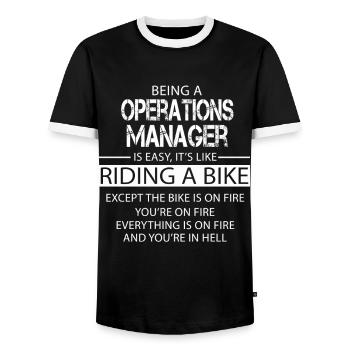 Operations Manager - Men's Ringer Shirt - black/white - Front - AI Model Female 172 light (172cm) & AI Model Male 178 light (178cm)
