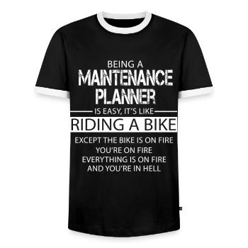 Maintenance Planner - Men's Ringer Shirt - black/white - Front - AI Model Female 172 light (172cm) & AI Model Male 178 light (178cm)