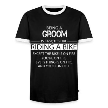 Groom - Men's Ringer Shirt - black/white - Front - AI Model Female 172 light (172cm) & AI Model Male 178 light (178cm)