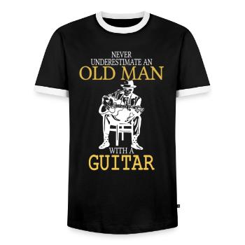 Never Underestimate An Old Man With A Guitar .png - Men's Ringer Shirt - black/white - Front - AI Model Female 172 light (172cm) & AI Model Male 178 light (178cm)