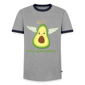Holy Guacamole - Men's Ringer Shirt - grey/navy  - Front - AI Model Female 172 light (172cm) & AI Model Male 178 light (178cm)