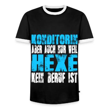 Konditorin statt Hexe - Männer Kontrast-T-Shirt - Schwarz/Weiß - Vorne - AI Model Female 172 light (172cm) & AI Model Male 178 light (178cm)