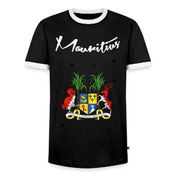 Mauritius - Männer Kontrast-T-Shirt - Schwarz/Weiß - Vorne - AI Model Female 172 light (172cm) & AI Model Male 178 light (178cm)