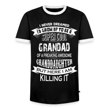 Super Cool Grandad Of A Freaking Awesome Granddau - Men's Ringer Shirt - black/white - Front - AI Model Female 172 light (172cm) & AI Model Male 178 light (178cm)