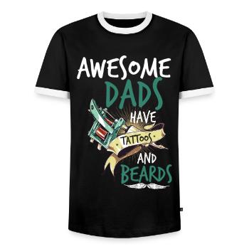 AWESOME DADS HAVE TATTOOS AND BEARDS - Men's Ringer Shirt - black/white - Front - AI Model Female 172 light (172cm) & AI Model Male 178 light (178cm)