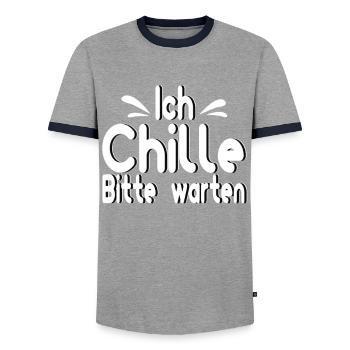Ich Chille bitte warten - Männer Kontrast-T-Shirt - Grau/Navy  - Vorne - AI Model Female 172 light (172cm) & AI Model Male 178 light (178cm)
