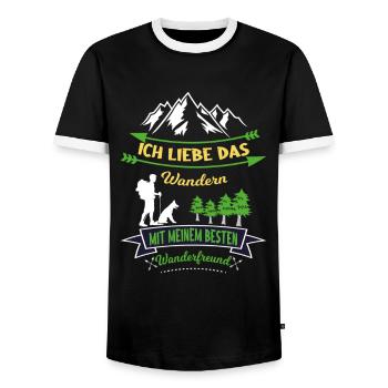 Ich liebe Wandern mit Hund Wanderer Schäferhund - Männer Kontrast-T-Shirt - Schwarz/Weiß - Vorne - AI Model Female 172 light (172cm) & AI Model Male 178 light (178cm)