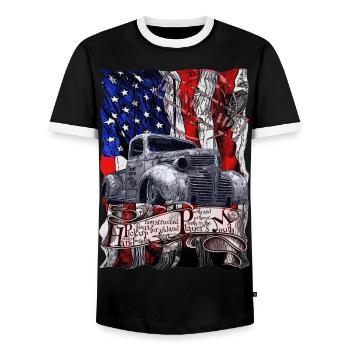 Vintage Pickup Players Young and old American - T-shirt contrasté Homme - noir/blanc - Devant - AI Model Female 172 light (172cm) & AI Model Male 178 light (178cm)