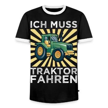 Kinder Traktor vintage - Männer Kontrast-T-Shirt - Schwarz/Weiß - Vorne - AI Model Female 172 light (172cm) & AI Model Male 178 light (178cm)