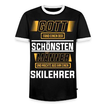 Skilehrer, einer der schönsten Männer der Welt - Männer Kontrast-T-Shirt - Schwarz/Weiß - Vorne - AI Model Female 172 light (172cm) & AI Model Male 178 light (178cm)
