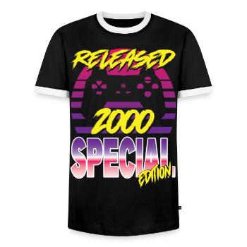 Released 2000 Special Edition - Männer Kontrast-T-Shirt - Schwarz/Weiß - Vorne - AI Model Female 172 light (172cm) & AI Model Male 178 light (178cm)