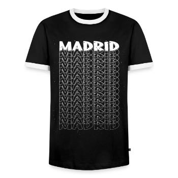 Madrid Spanien Stadt Schrift Skyline Heimat - Männer Kontrast-T-Shirt - Schwarz/Weiß - Vorne - AI Model Female 172 light (172cm) & AI Model Male 178 light (178cm)
