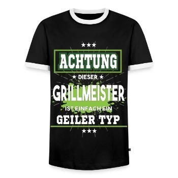 Grillmeister ist einfach nur ein geiler Typ - Männer Kontrast-T-Shirt - Schwarz/Weiß - Vorne - AI Model Female 172 light (172cm) & AI Model Male 178 light (178cm)