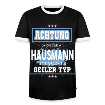 Hausmann ist einfach nur ein geiler Typ - Männer Kontrast-T-Shirt - Schwarz/Weiß - Vorne - AI Model Female 172 light (172cm) & AI Model Male 178 light (178cm)